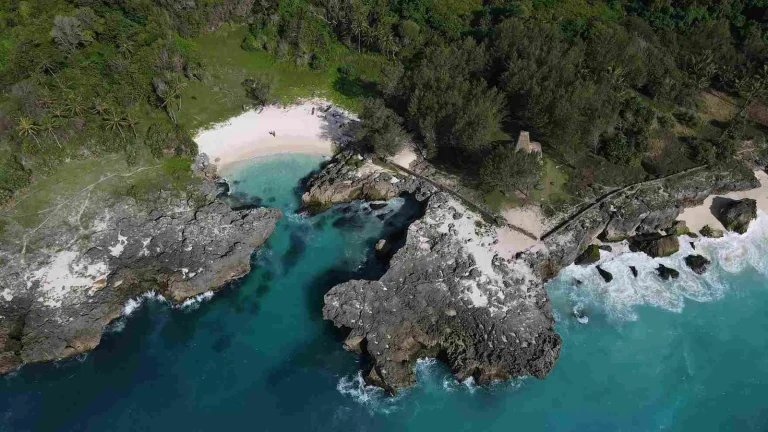 Aerial view of Mandorak cove, Southwest Sumba