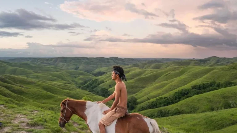 Horse rider on Wairinding Hill, East Sumba